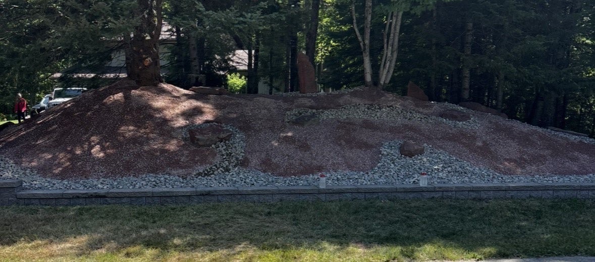 Finished rock garden and retaining border